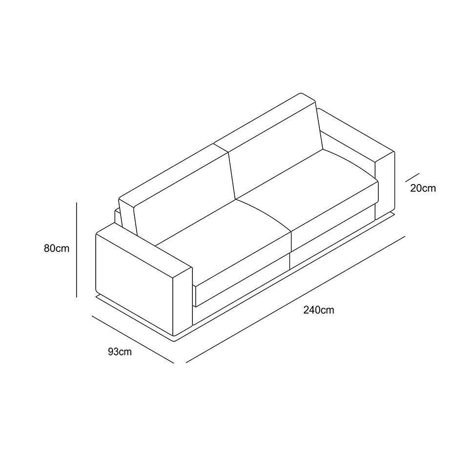 Sofá 3 Lugares Luigi Linho Cinza 240 cm - 6