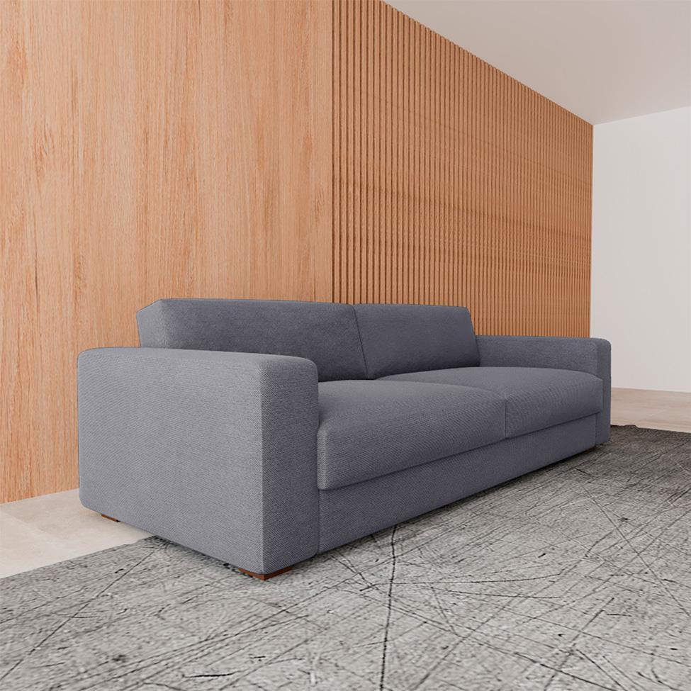 Sofá 3 Lugares Luigi Linho Cinza 210 cm - 4