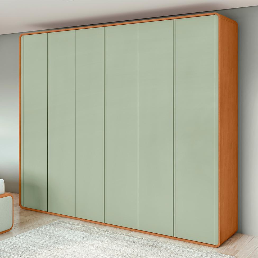 Guarda-Roupa Casal Loop 100% MDF 6 PT 6 GV Amêndoa e Sálvia - 4