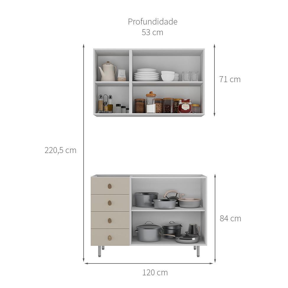 Cozinha Compacta Maranello 100% MDF 5 PT 4 GV Bege - 3