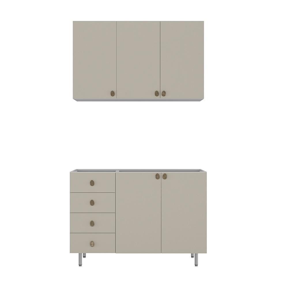 Cozinha Compacta Maranello 100% MDF 5 PT 4 GV Bege - 4