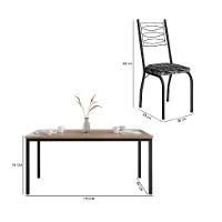 Conjunto de Mesa Retangular com Tampo de MDP Amadeirado e 6 Cadeiras Adriana Revestimento Sintético Silver e Preto - 3