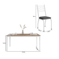 Conjunto de Mesa Retangular com Tampo de MDP Amadeirado e 6 Cadeiras Adriana Revestimento Sintético Platina e Branco - 3