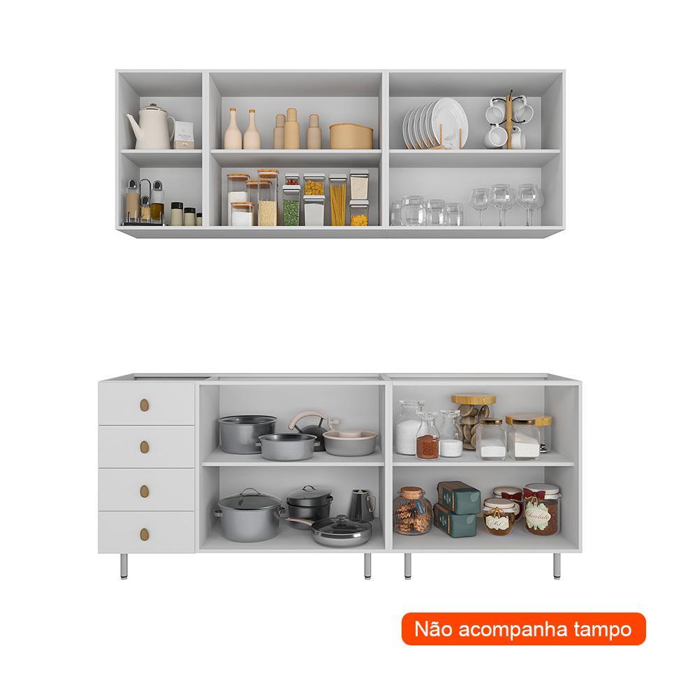 Cozinha Compacta Maranello 100% MDF 9 PT 4 GV Branco - 2