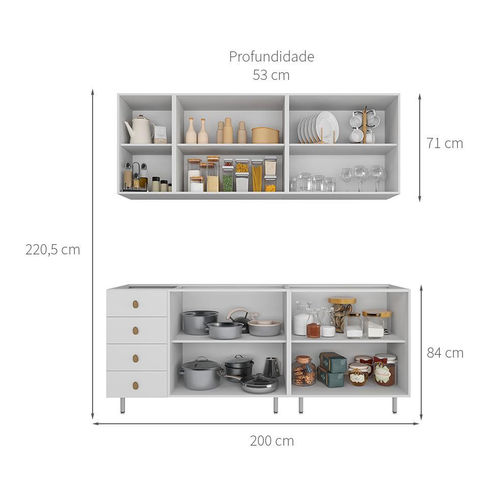 Cozinha Compacta Maranello 100% MDF 9 PT 4 GV Branco - 3