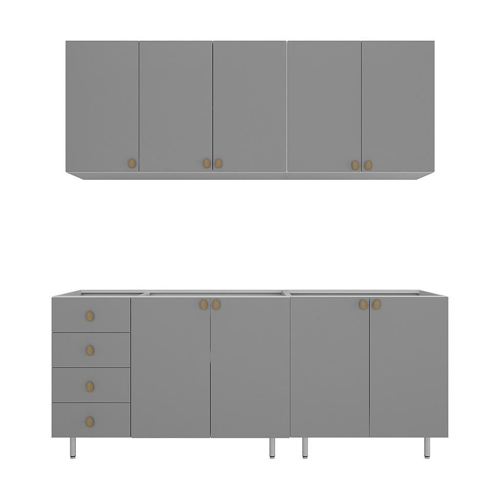 Cozinha Compacta Maranello 100% MDF 9 PT 4 GV Cinza - 4