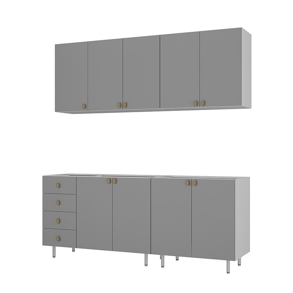 Cozinha Compacta Maranello 100% MDF 9 PT 4 GV Cinza - 5