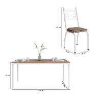 Conjunto de Mesa Retangular com Tampo de MDP Amadeirado e 6 Cadeiras Adriana Revestimento Sintético Marrom e Branco - 3