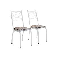 Conjunto de Mesa Retangular com Tampo de MDP Amadeirado e 6 Cadeiras Adriana Revestimento Sintético Cedro e Branco - 6