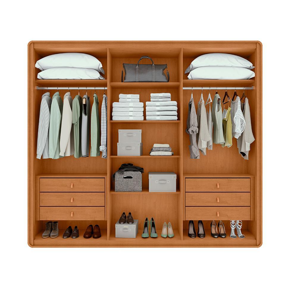 Guarda-Roupa Casal Loop 100% MDF 6 PT 6 GV Amêndoa e Off White - 2