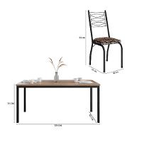 Conjunto de Mesa Retangular com Tampo de MDP Amadeirado e 6 Cadeiras Adriana Revestimento Sintético Palha e Preto - 3