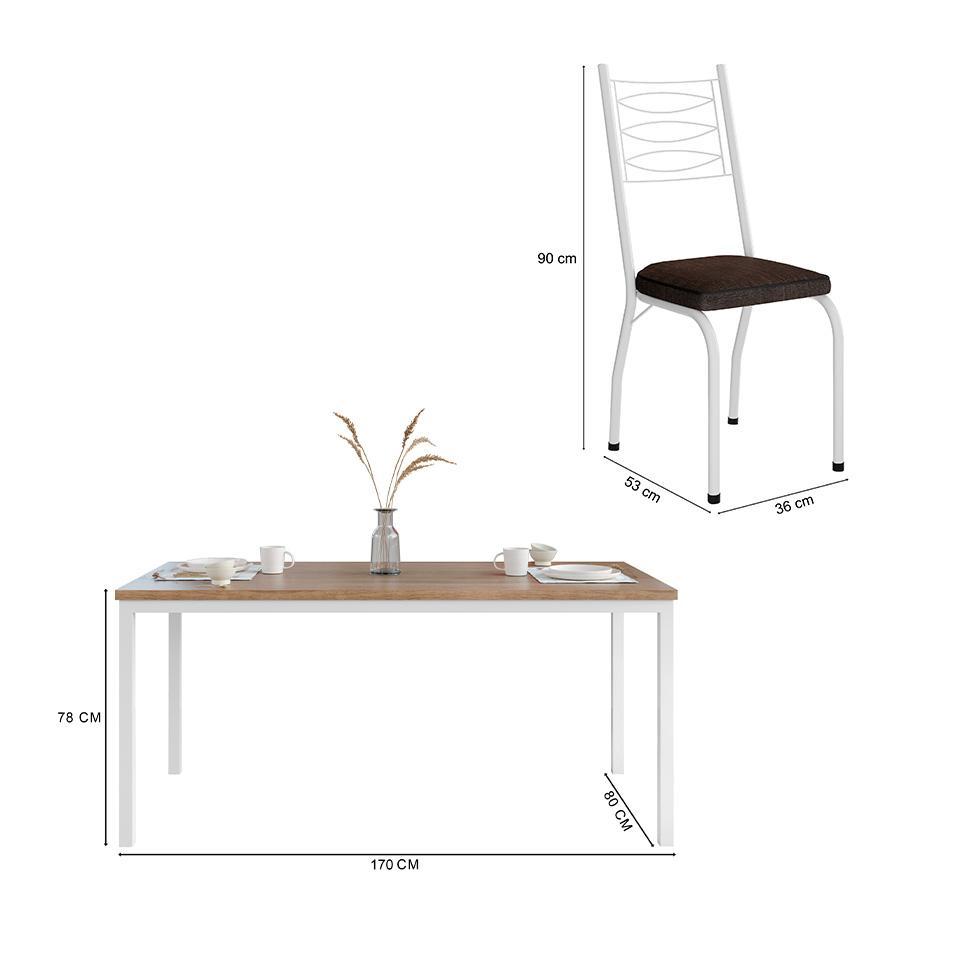 Conjunto de Mesa Retangular com Tampo de MDP Amadeirado e 6 Cadeiras Adriana Revestimento Sintético Imbuia e Branco - 3