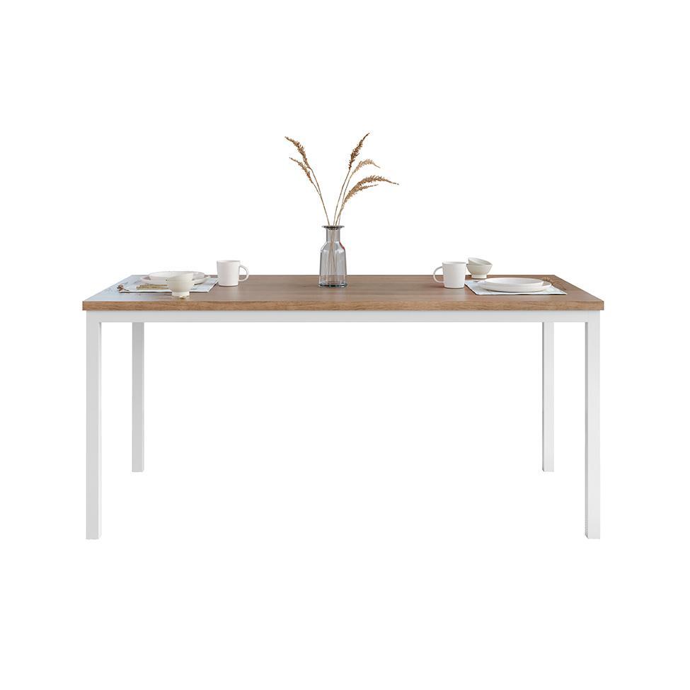 Conjunto de Mesa Retangular com Tampo de MDP Amadeirado e 6 Cadeiras Adriana Revestimento Sintético Imbuia e Branco - 4