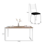Conjunto de Mesa Retangular com Tampo de MDP Amadeirado e 6 Cadeiras Adriana Revestimento Sintético Preto e Branco - 3