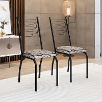 Conjunto de Mesa Retangular com Tampo de MDP Amadeirado e 6 Cadeiras Adriana Revestimento Sintético Cedro e Preto - 6