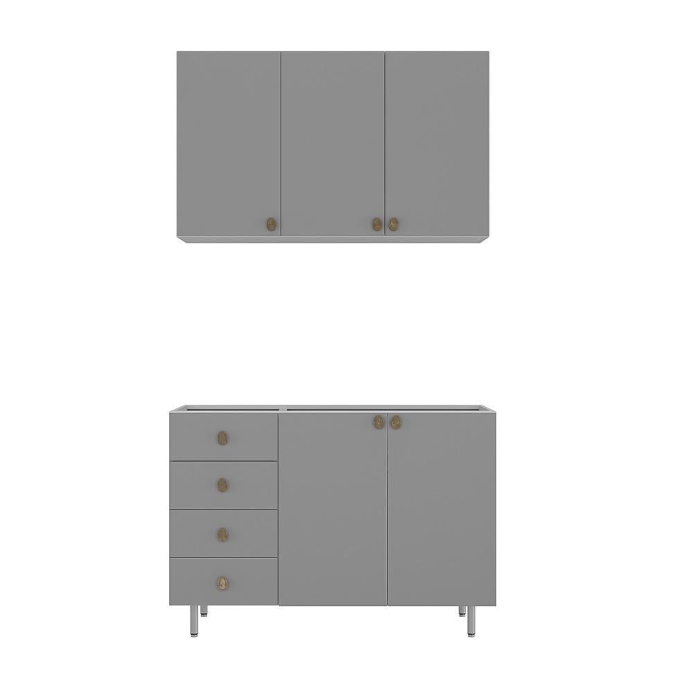 Cozinha Compacta Maranello 100% MDF 5 PT 4 GV Cinza - 4