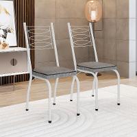 Conjunto de Mesa Retangular com Tampo de MDP Amadeirado e 6 Cadeiras Adriana Revestimento Sintético Grafite e Branco - 7