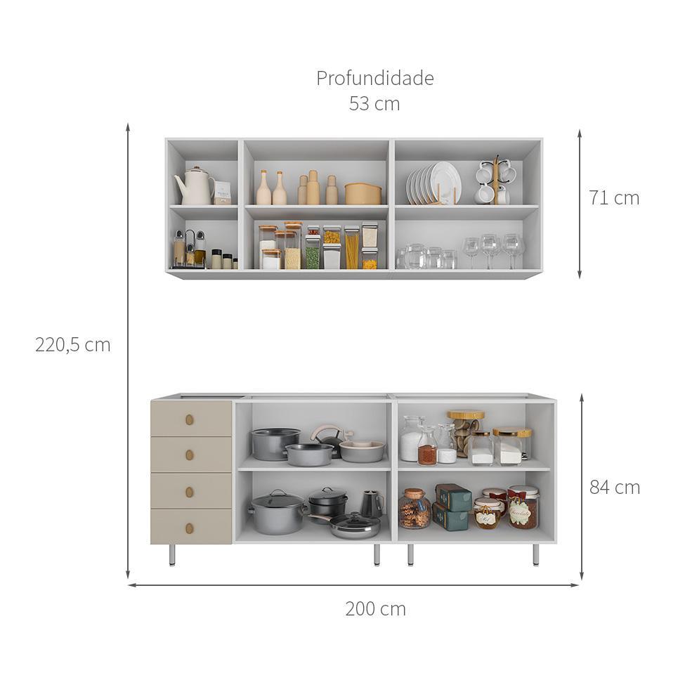 Cozinha Compacta Maranello 100% MDF 9 PT 4 GV Bege - 3
