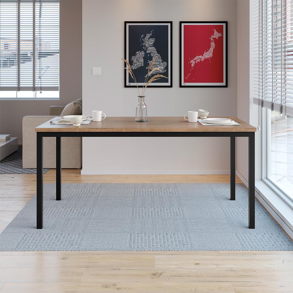 Conjunto de Mesa Retangular com Tampo de MDP Amadeirado e 6 Cadeiras Adriana Revestimento Sintético Platina e Preto - 5