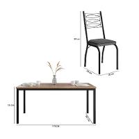 Conjunto de Mesa Retangular com Tampo de MDP Amadeirado e 6 Cadeiras Adriana Revestimento Sintético Platina e Preto - 3