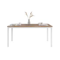 Conjunto de Mesa Retangular com Tampo de MDP Amadeirado e 6 Cadeiras Adriana Revestimento Sintético Cacau e Branco