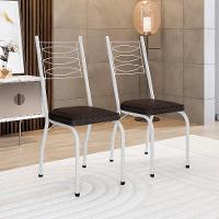 Conjunto de Mesa Retangular com Tampo de MDP Amadeirado e 6 Cadeiras Adriana Revestimento Sintético Cacau e Branco - 7