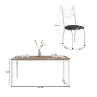Conjunto de Mesa Retangular com Tampo de MDP Amadeirado e 6 Cadeiras Adriana Revestimento Sintético Silver e Branco - 3