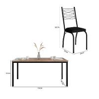 Conjunto de Mesa Retangular com Tampo de MDP Amadeirado e 6 Cadeiras Adriana Revestimento Sintético Preto - 3