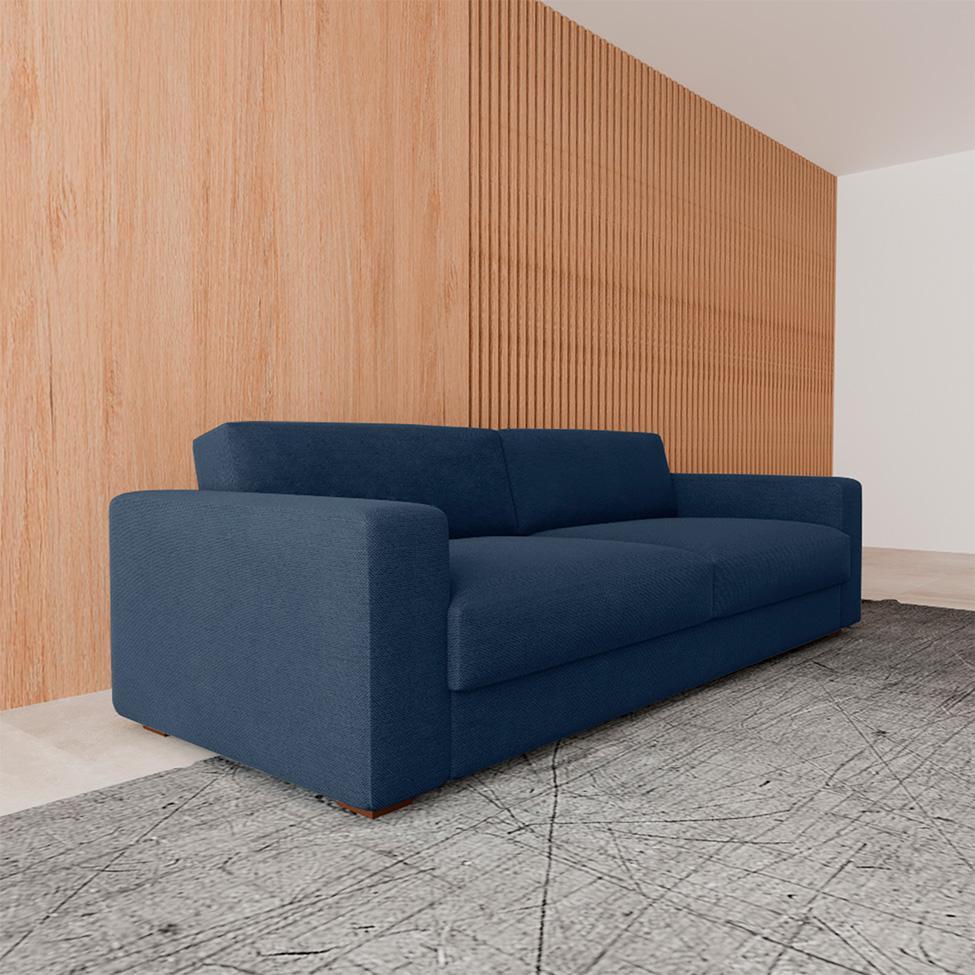 Sofá 3 Lugares Luigi Linho Azul 180 cm - 4
