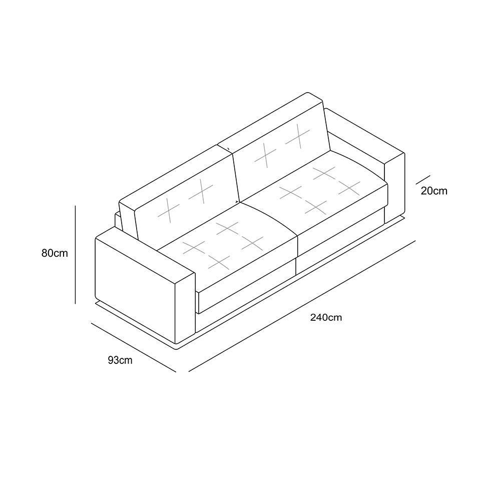 Sofá 3 Lugares Lucca Linho Cinza 240 cm - 3