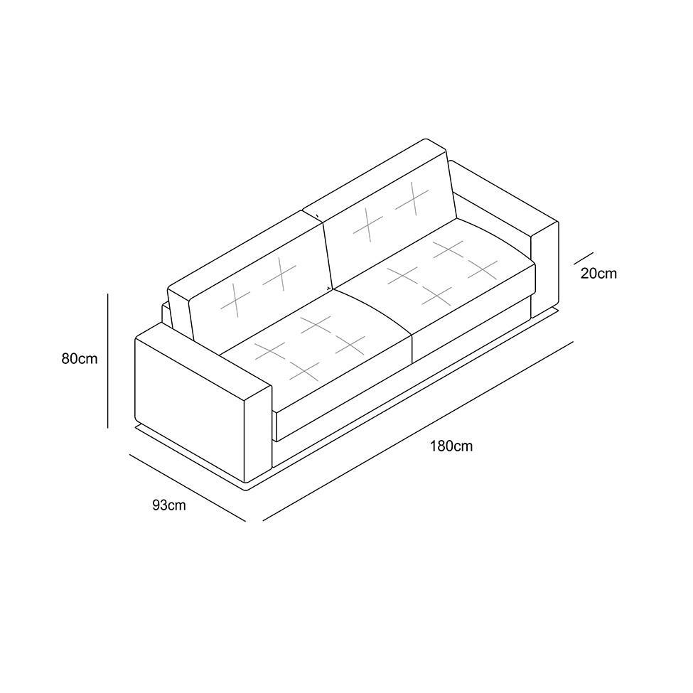 Sofá 3 Lugares Lucca Linho Cinza 180 cm - 3