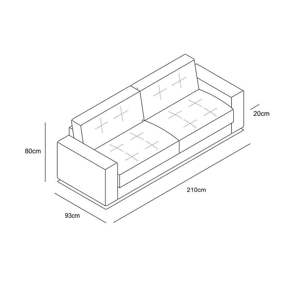 Sofá 3 Lugares Lucca Linho Cinza 210 cm - 3