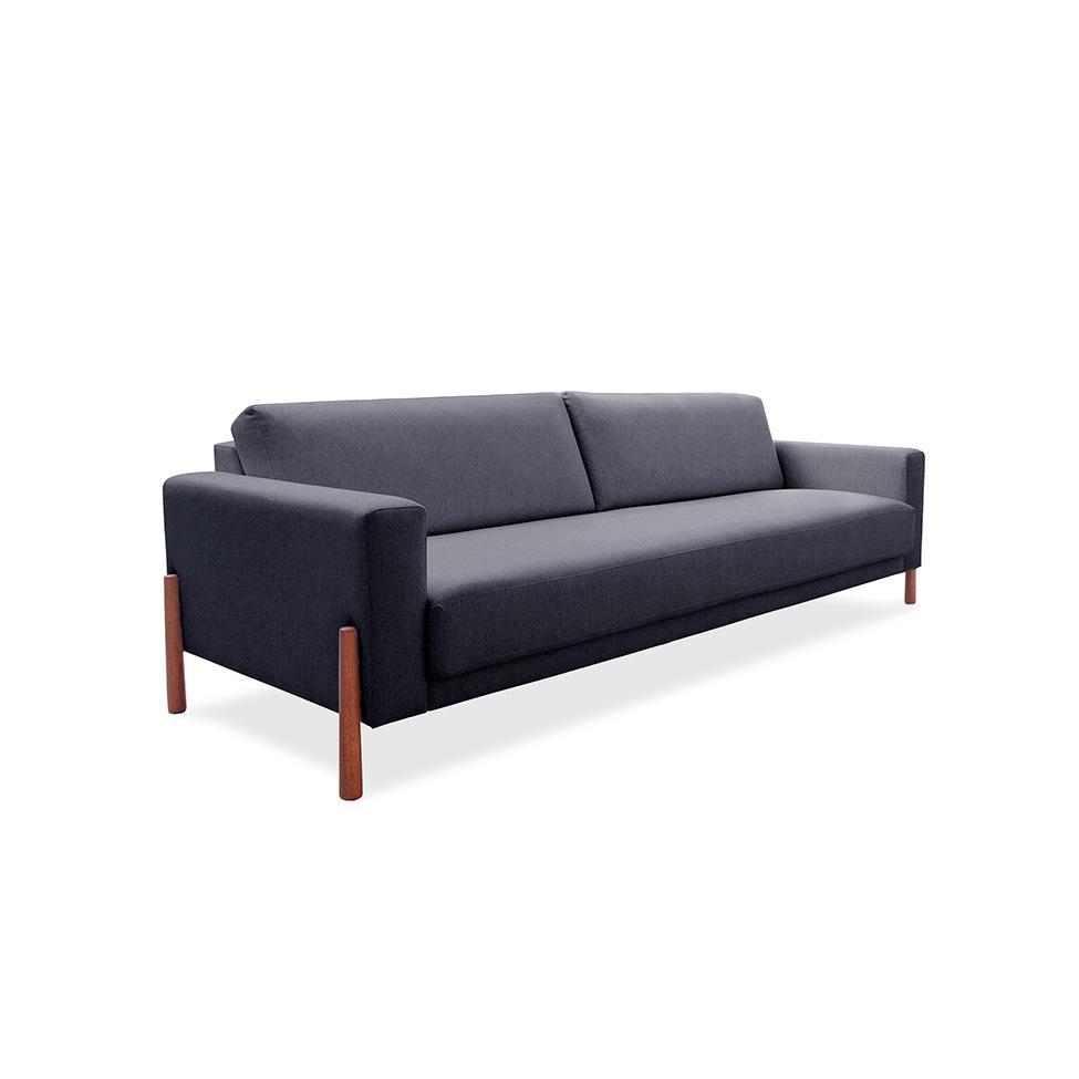 Sofá 3 Lugares Laura Linho Cinza 210 cm - 1