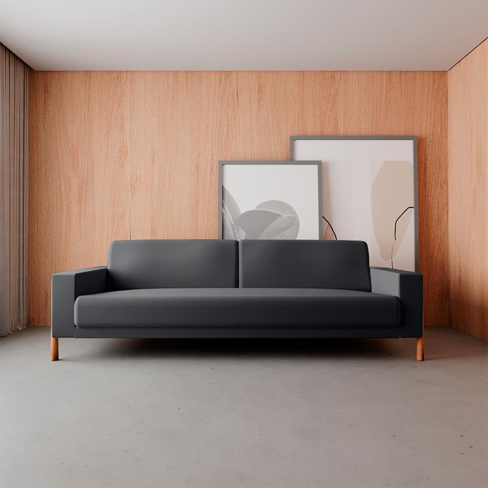 Sofá 3 Lugares Laura Linho Cinza 210 cm - 2