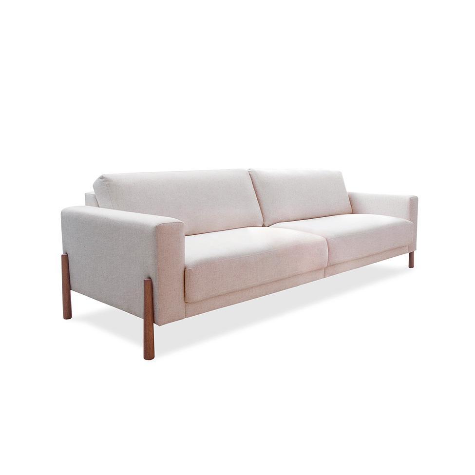 Sofá 3 Lugares Laura Linho Bege 240 cm - 1