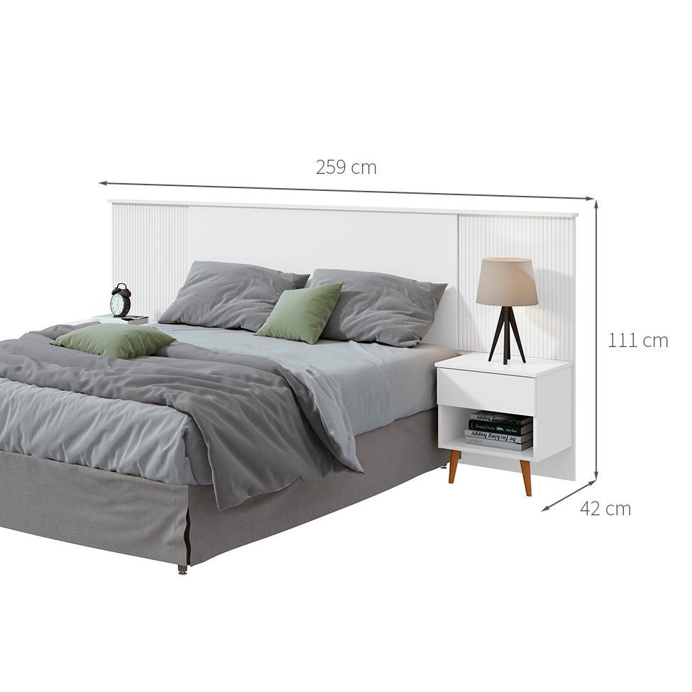 Cabeceira Queen com 2 Mesas de Apoio Like 2 GV Branca - 3