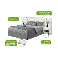 Cabeceira Queen com 2 Mesas de Apoio Like 2 GV Branca