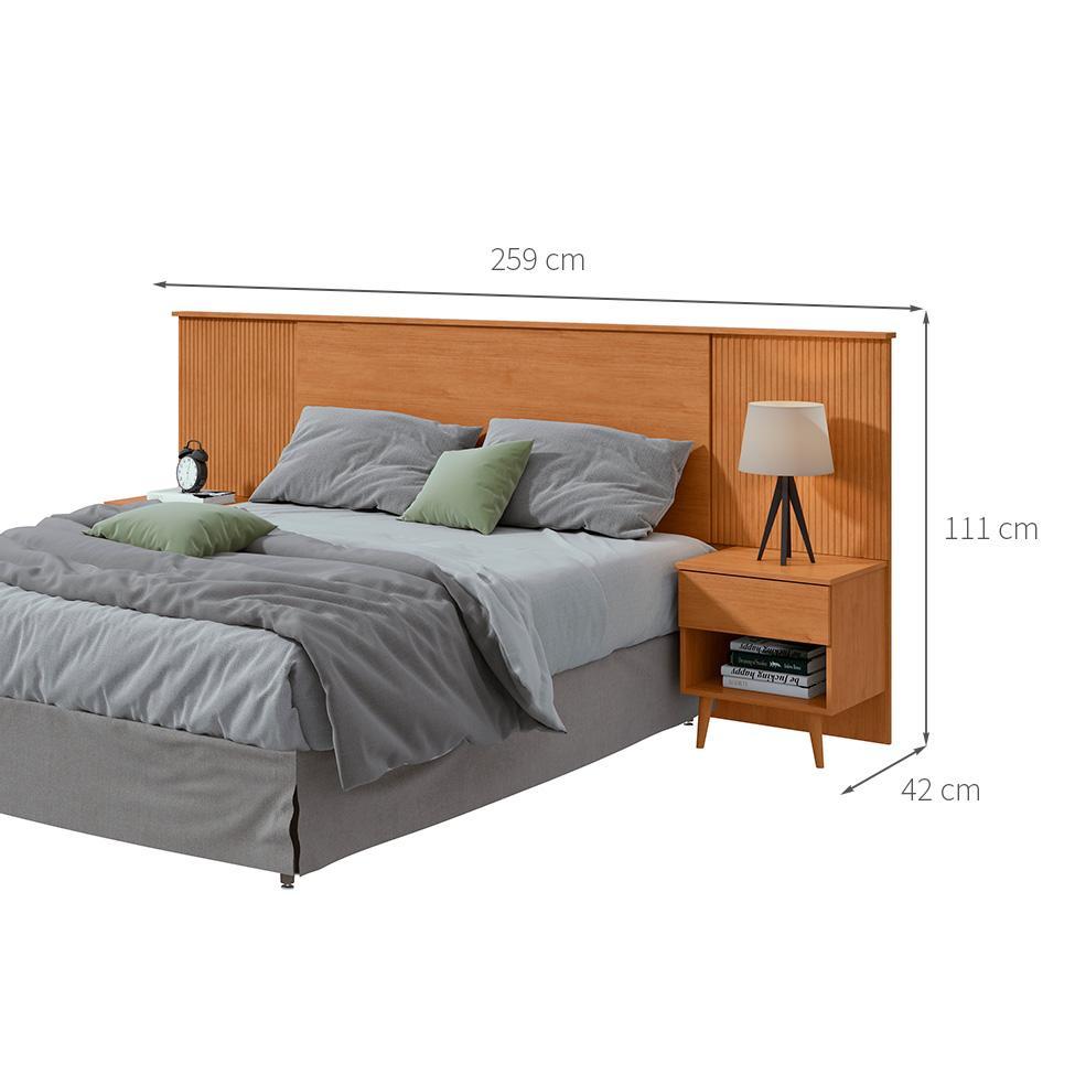 Cabeceira Queen com 2 Mesas de Apoio Like 2 GV Amêndoa - 3