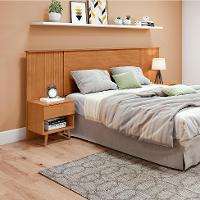 Cabeceira Queen com 2 Mesas de Apoio Like 2 GV Amêndoa - 1