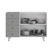 Balcão de Cozinha sem Tampo Maranello 100% MDF 2 PT 4 GV Cinza - 5