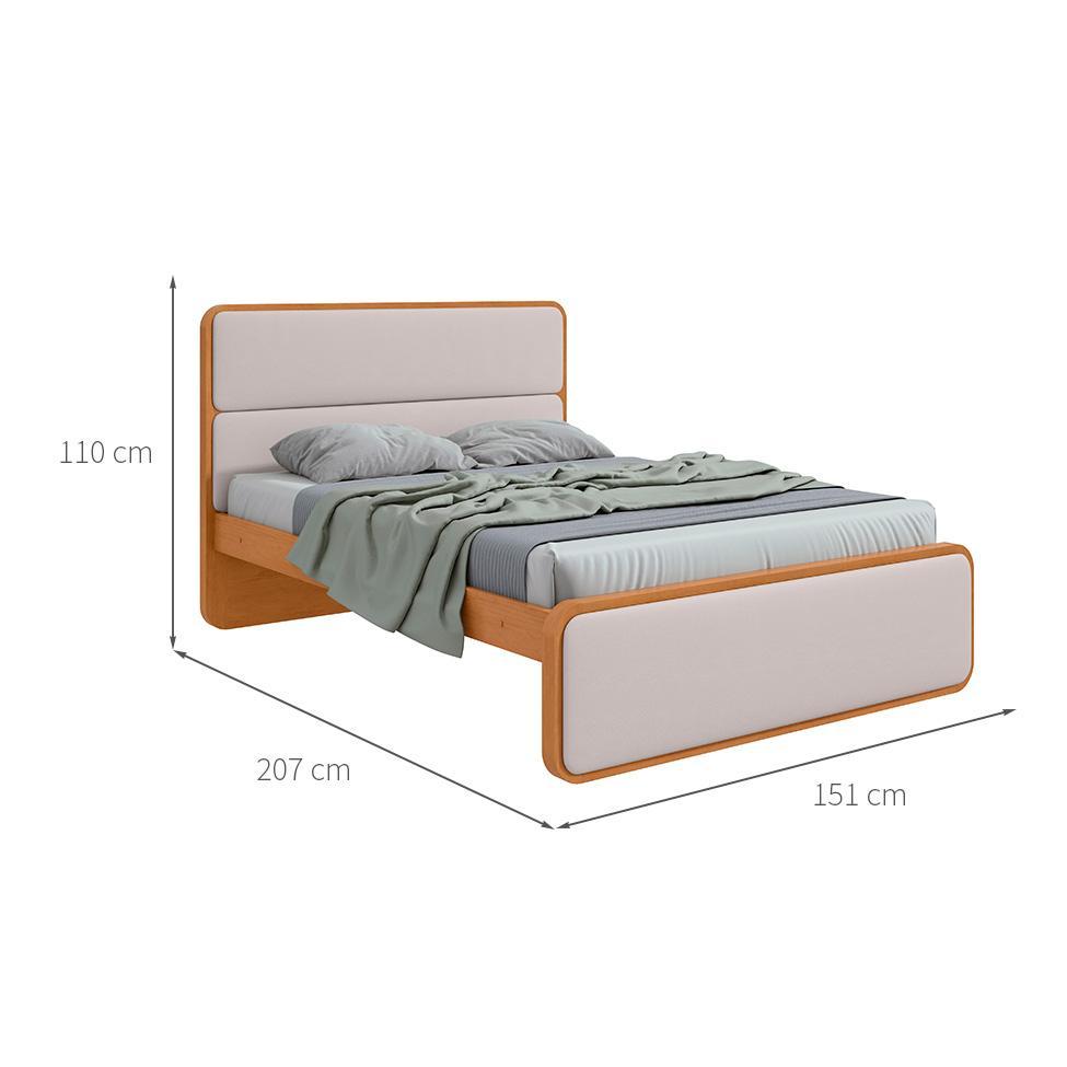 Cama Casal Loop Revestimento Sintético Bege e Amêndoa - 3