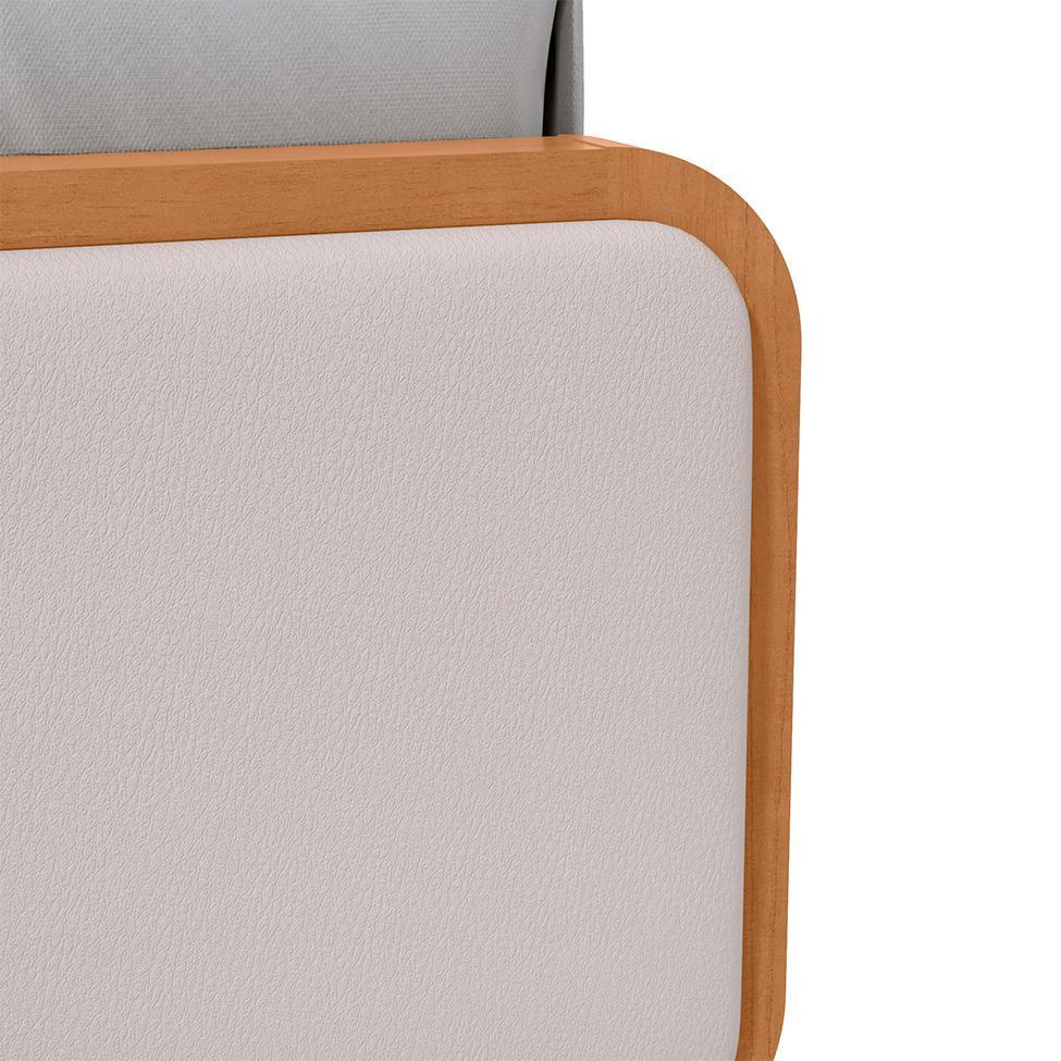 Cama Casal Loop Revestimento Sintético Bege e Amêndoa - 5