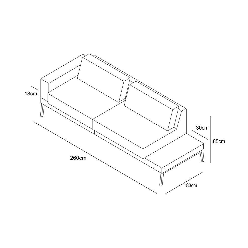 Sofá 4 Lugares Matteo com Mesa de Apoio Direita Linho Azul 260 cm - 7