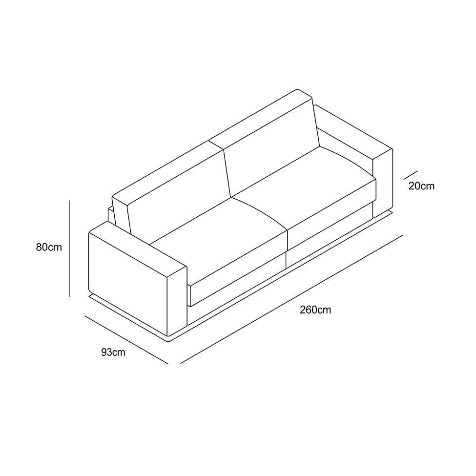 Sofá 4 Lugares Luigi Linho Azul 260 cm - 6