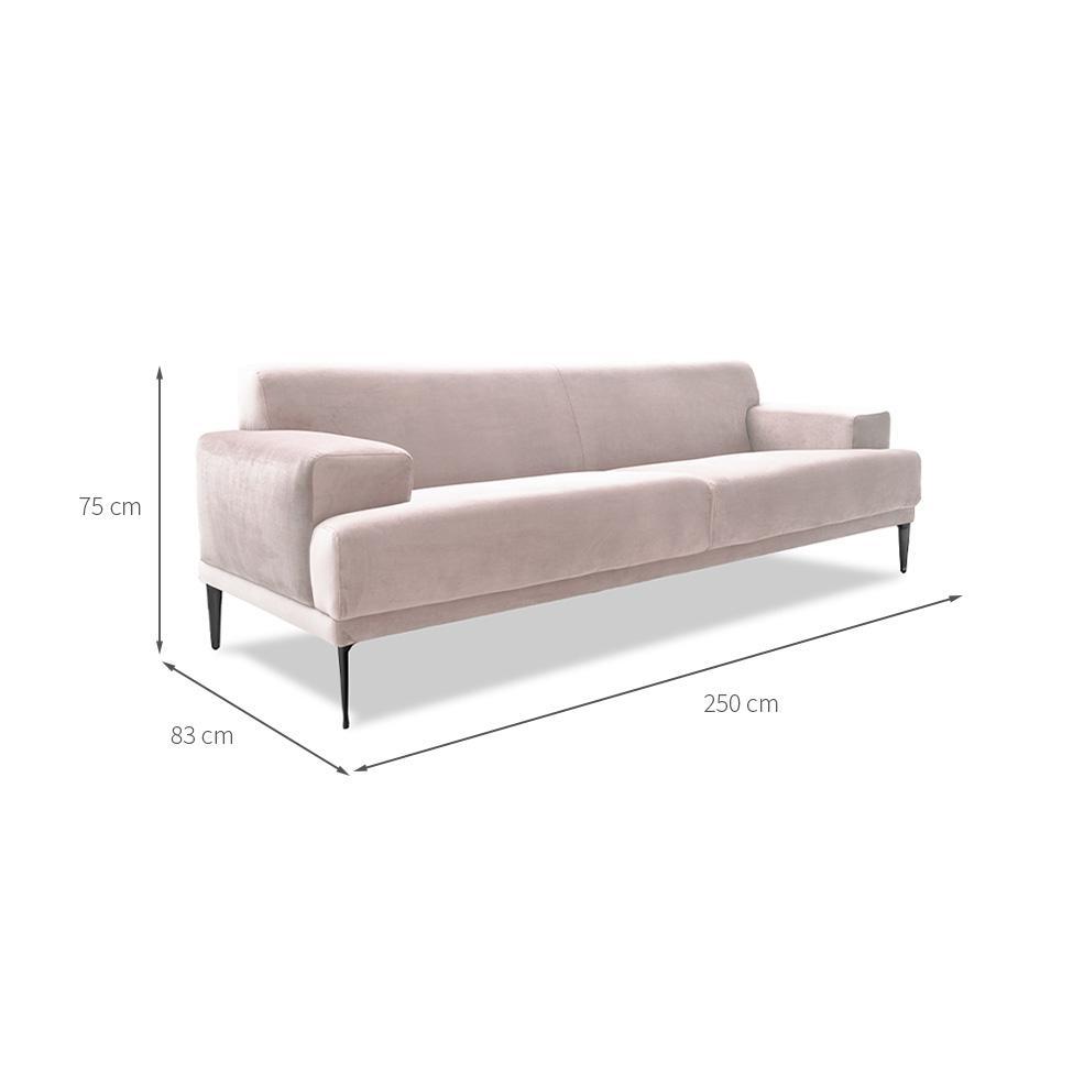 Sofá 4 Lugares Vito Veludo Bege 250 cm - 3