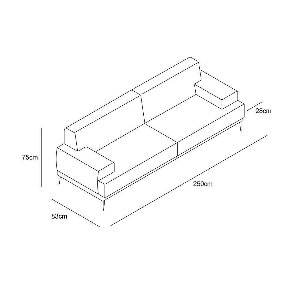 Sofá 4 Lugares Vito Veludo Bege 250 cm - 7