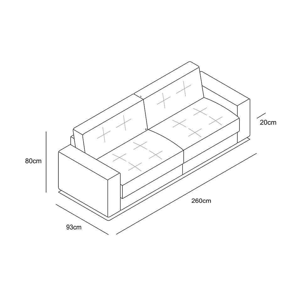 Sofá 4 Lugares Lucca Linho Bege 260 cm - 3