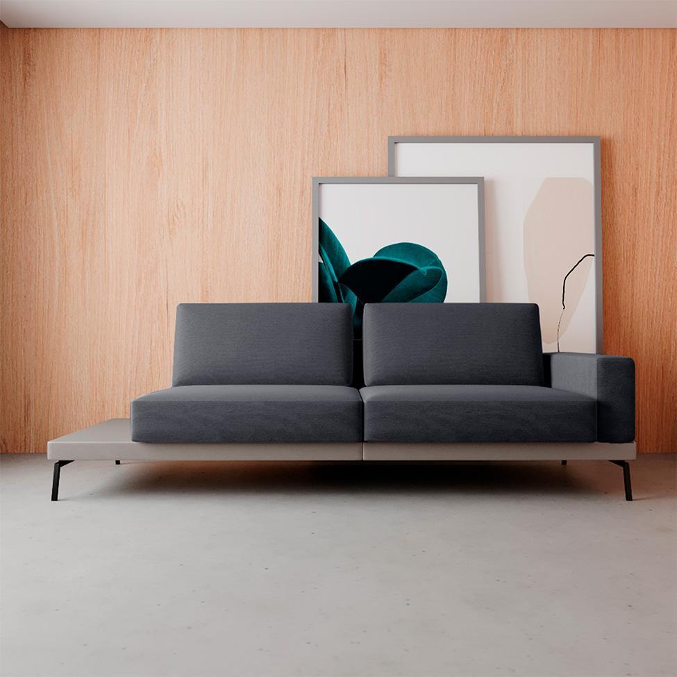 Sofá 4 Lugares Matteo com Mesa de Apoio Esquerda Linho Cinza 260 cm - 2