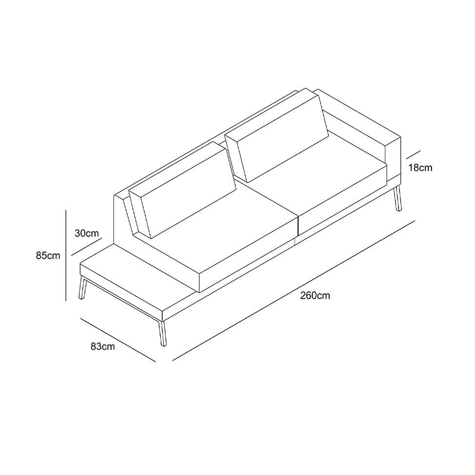 Sofá 4 Lugares Matteo com Mesa de Apoio Esquerda Linho Cinza 260 cm - 7