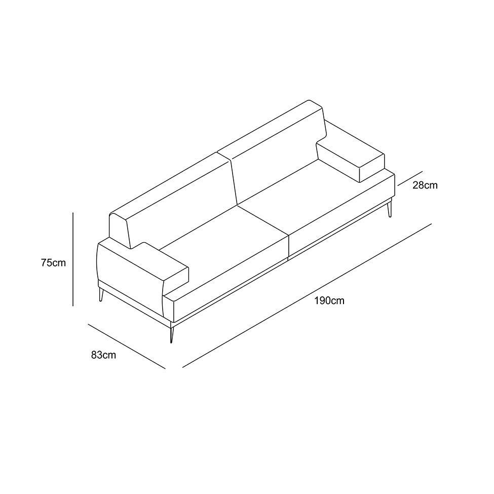 Sofá 3 Lugares Vito Veludo Cinza 190 cm - 7